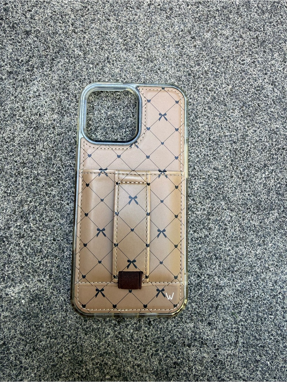 Quilted Brown Phone Case with Card Pocket and Kickstand